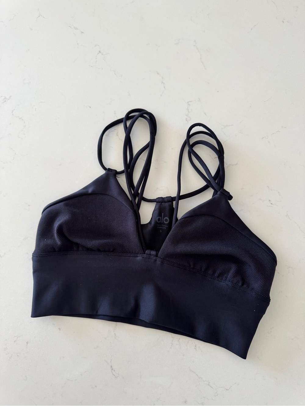 Alo Yoga Black Strappy Longline Sports Bra Size Small